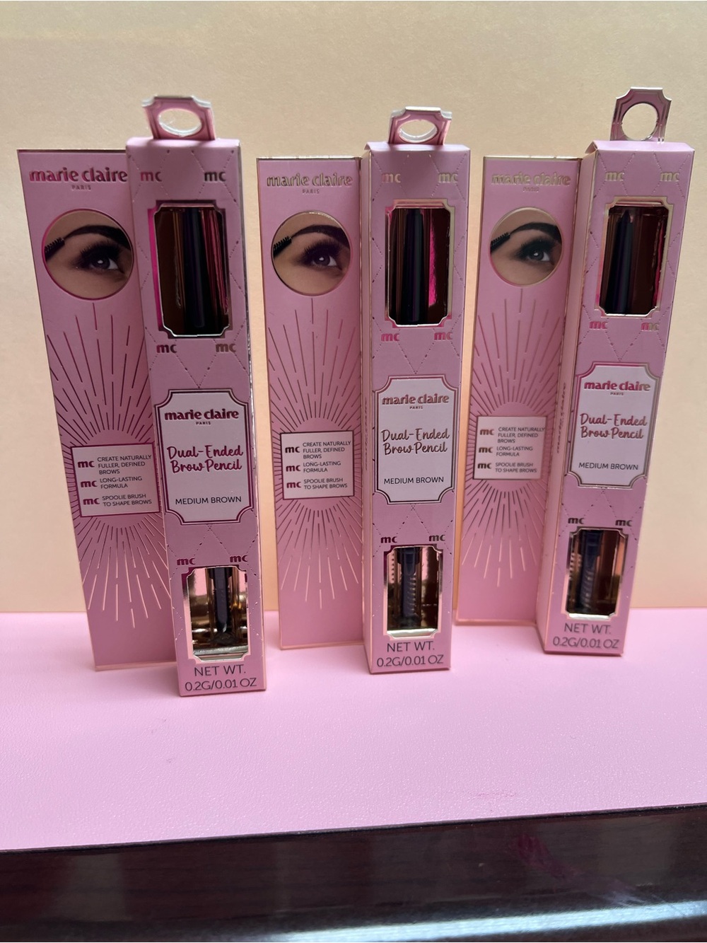 Marie Claire Dual-Ended Brow Pencil - Medium Brown 3 box bundle. NIB